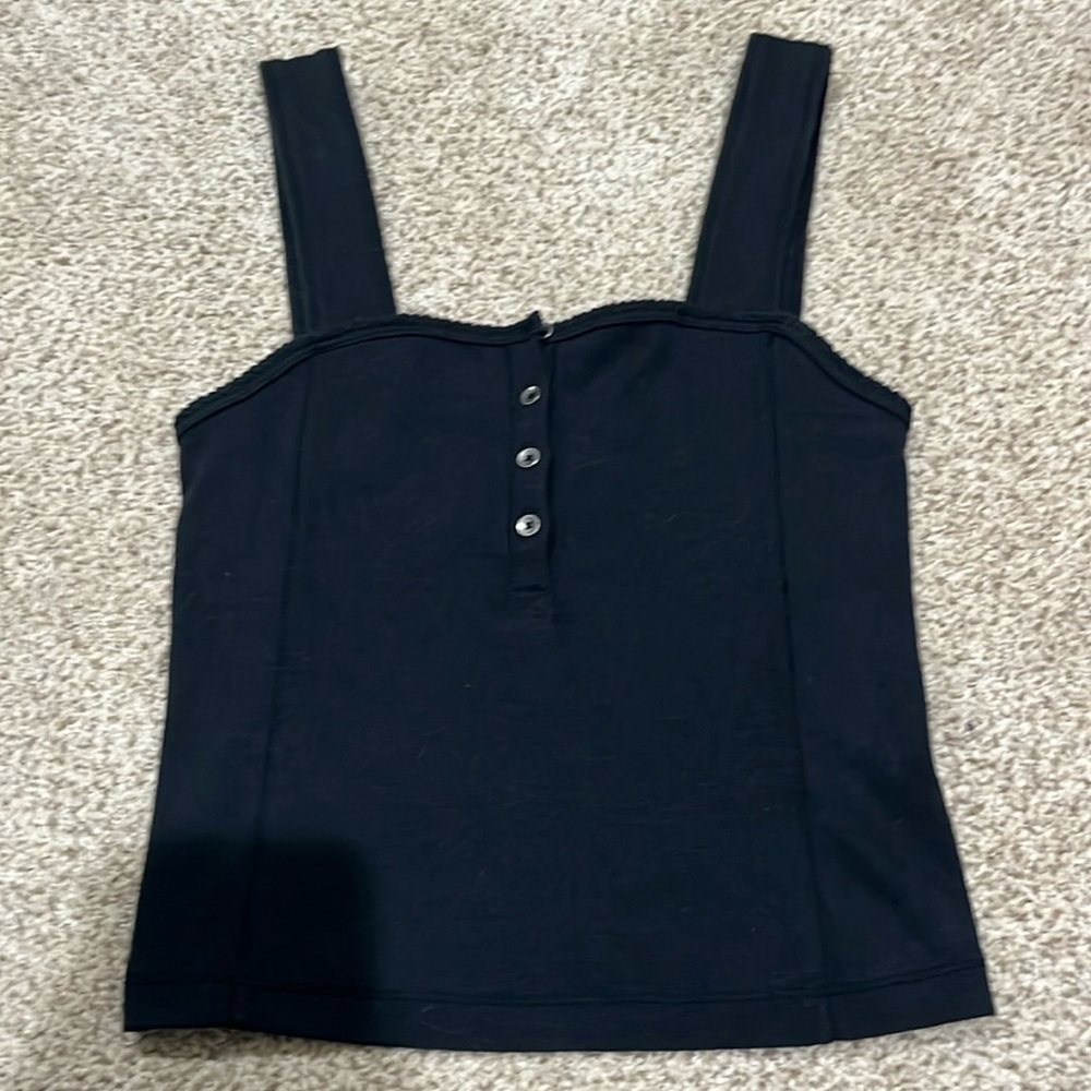 Black Ruffle-detailed Tank